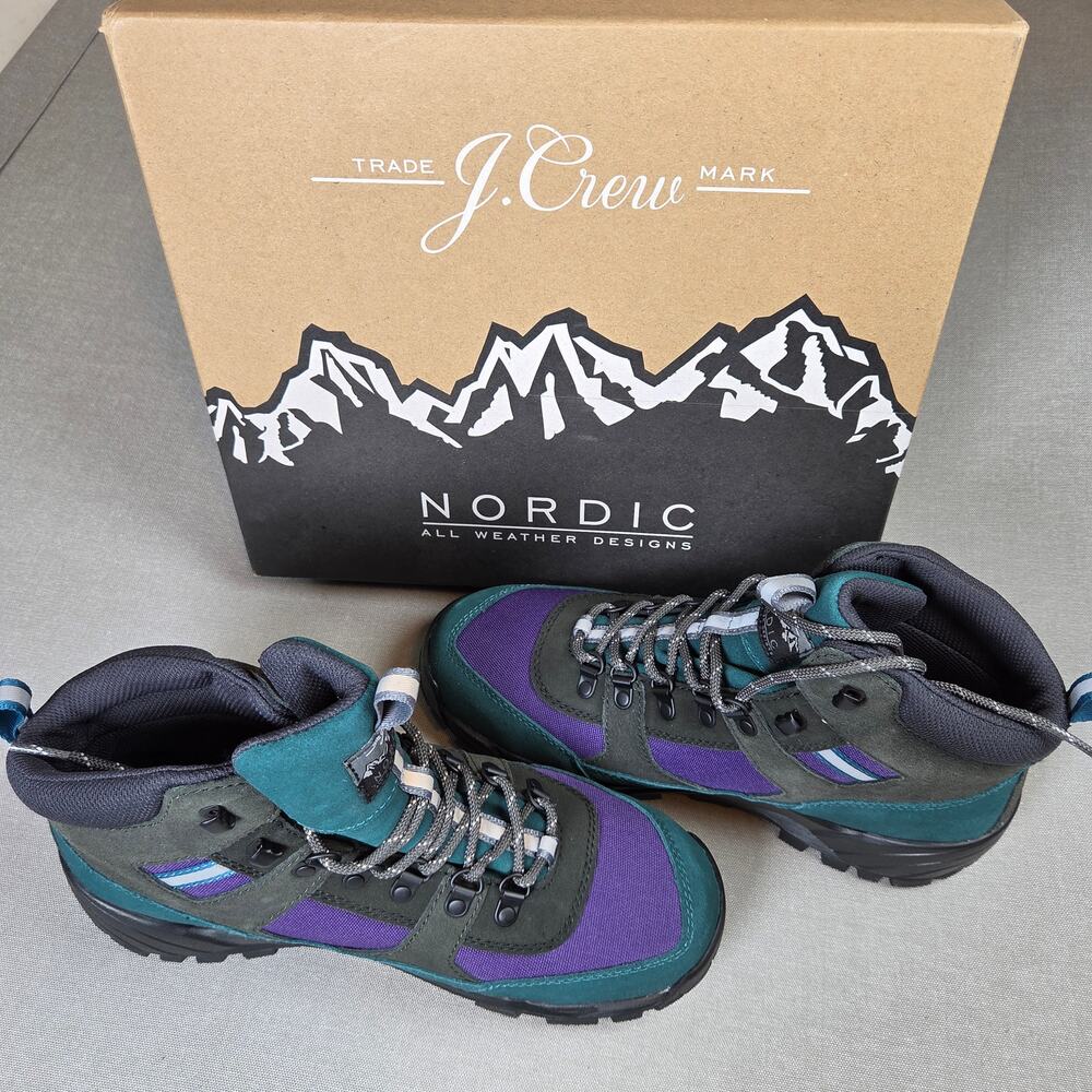 J.Crew Nordic Hiker Boots AZ842 Vibram Purple Multi Size 10 New Box